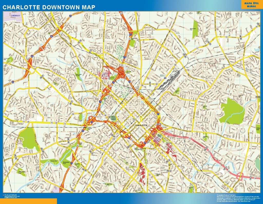 Charlotte downtown wall map
