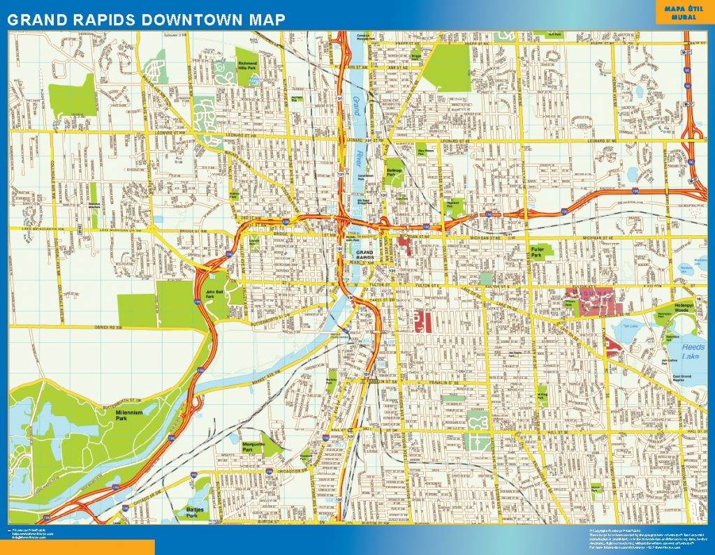 Grand Rapids downtown wall map Largest maps of the world. Our big