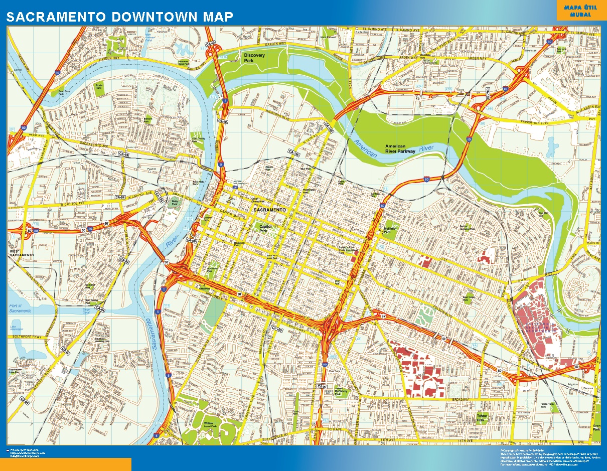 Sacramento downtown wall map Largest maps of the world. Our big
